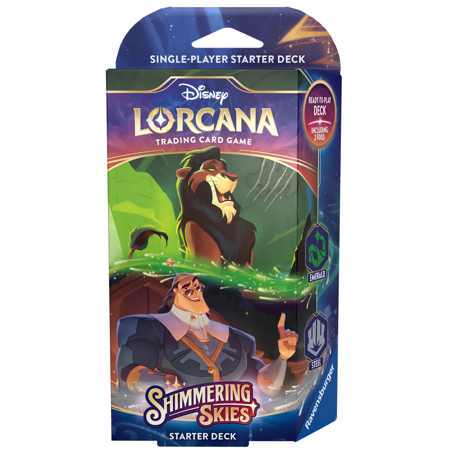 Ravensburger Disney Lorcana: Shimmering Skies | Starter Deck - Emerald & Steel
