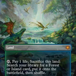 Magic The Gathering Misty Rainforest (Borderless) (Dragonscale Foil) [Tarkir: Dragonstorm Special Guests]