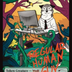 Magic The Gathering Wolf Token (Rainbow Foil) [Secret Lair: Angels Tokens]