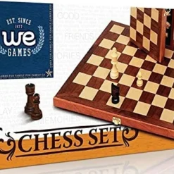 Chess Set, Folding Wood 11.5" Walnut